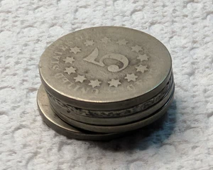 Lot of 5 Shield Nickels - Picture 1 of 17