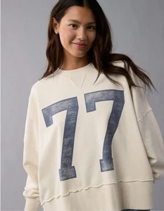 Felpa oversize girocollo American Eagle donna Big Hug accogliente #77 taglia large - Foto 1 di 4