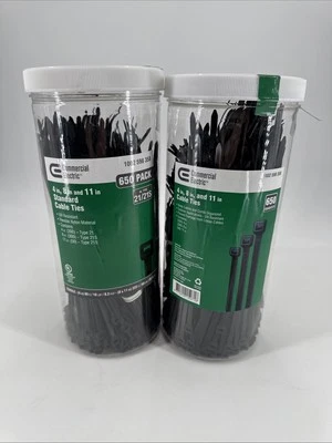 1000 pk Commercial Electric Assorted Cable Ties Black. 1002 598 358 - Изображение 1 из 4
