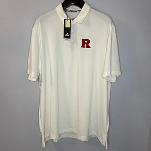 Adidas Mens Rutgers University Scarlet Ultimate365 2.0 Solid Polo White 2XL New  - Picture 1 of 7