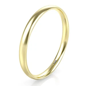 Gr. 7,0 massiver 10 K Gelbgold 2 mm runder Kuppel Ehering Ring - Bild 1 von 6