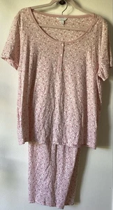Damen Charter Club Rosa Schmetterlinge Blumen Kurzarm Pyjama Set Größe Large - Bild 1 von 16
