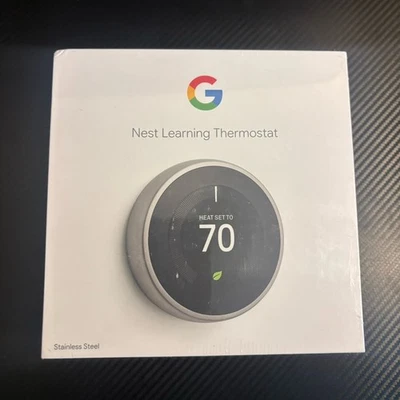 Sealed - Google Nest 3rd Gen Learning Thermostat T3007ES - Stainless Steel - Image 1 of 4