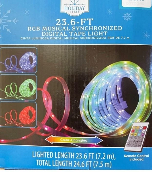 New ! Holiday Time 23.6 FT RGB Muscial Synchronized Digital Tape Light 24.6FT L - Image 1 of 1