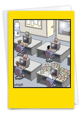 1 Tarjeta de Aniversario Divertida con Sobre - Conejo Trabajador C3349ANG-WA Foto 1 de 4