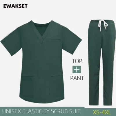 Nurse Accessories Scrubs Women Nurse Uniform Stretchy Doctor's Short Sleeve Sets - Image 1 of 4