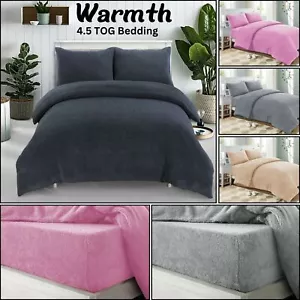 Duvet Cover Set Sherpa OR Teddy Bear Fleece Fitted Sheet Thermal Warm Bedding UK - Picture 1 of 26