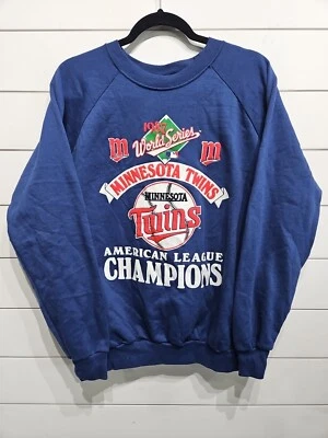 Vtg 1987 American League MLB Baseball Minnesota Twins Raglan Sweatshirt MENS L - Image 1 of 4