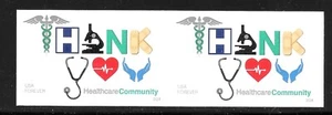 Scott #5947a IMPERFORATE (NO DIE-CUT) Thank You Healthcare Com., Horiz. Pair MNH - Picture 1 of 1