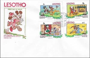 Christmas Eve Old Disney Cartoons Pluto Mickey Uncle Scrooge Lesotho FDC 1983 - Picture 1 of 1