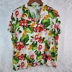Hawaiian Reserve Floral Print Button Up Shirt Short Sleeve Womens Plus Size 3XL