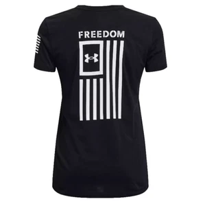 Under Armour Damen Freedom Flag T-Shirt neu mit Etikett schwarz Large Tee USA US Amerika L - Bild 1 von 3