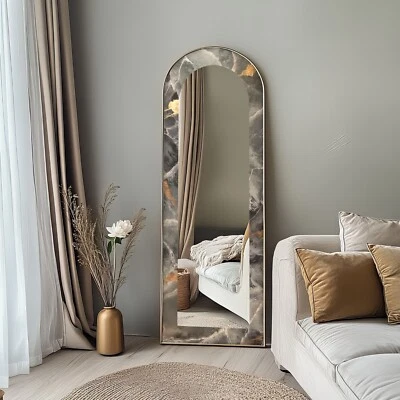 Smoky Marble Vein – Abstract Floor Mirror - Image 1 of 4