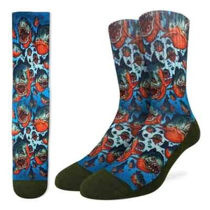 Calcetines Piranhas Para Hombre Calce Activo Talla 10-13 Buena Suerte Peligroso Moda Nuevos - Imagen 1 de 2