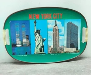 Bandeja de servir vintage de la ciudad de Nueva York torres gemelas comercio mundial excelente - Imagen 1 de 6