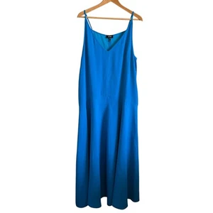 ME+EM Womens Dress Size 12 Blue Maxi Slip V-Neck Spaghetti Strap Flowy Gown - Picture 1 of 6