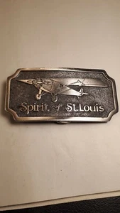 VINTAGE PEWTER THE SPIRIT OF ST. LOUIS AIRCRAFT BELT BUCKLE 1977 - Picture 1 of 10