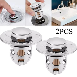2 PCS Universal Bathroom Sink Stopper Pop-Up Drain Filter Wash Basin Core Bounce - Picture 1 of 9