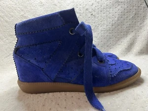 Authentic Isabel Marant Womens Electric Blue Wedge High Top Sneakers Shoes Sz 38 - Picture 1 of 9
