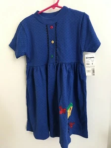 New Vintage Y2K Girls Buster Brown Blue Black Polka Dot Bird House Dress 6 - Picture 1 of 9