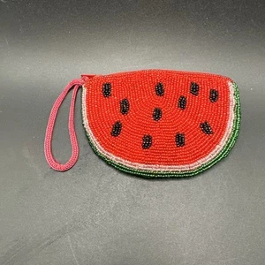 Vintage Wassermelone Perlen Geldbörse Etui gefüttert - Bild 1 von 5