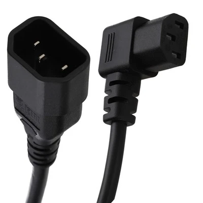 Power Extension Cable Right Angle C13 IEC Male to Female C14 UPS Lead 2m Black - Image 1 of 4