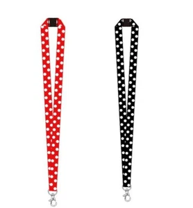 Polka Dots LANYARD ID Holder Keychain in Red or Black Breakaway Safety Clasp - Picture 1 of 5