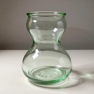Vintage Diana Glas Vase Milch Sahne Flasche grün gemarkt HE 5,25" Dekor - Bild 1 von 3