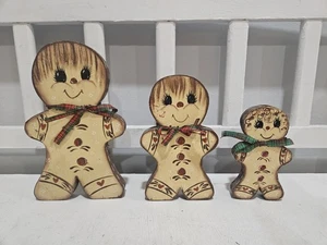 Vintage Handpainted Gingerbread Holiday Candlestick Holders Set Of 3 - Bild 1 von 12