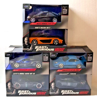 Jada Fast & Furious Hans Mazda RX-7 Heist Honda Civic EJ1 Mclaren Porsche Lot 3 - Image 1 of 4