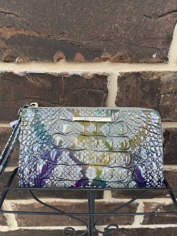 Brahmin CORIE Spellbound Ombre Melbourne Leather T61 L Zipper Wallet Wrist