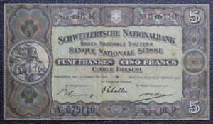 Suisse - Switzerland - Billet de 5 Francs du 22/10/1936