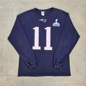 New england patriots Mens Size L Navy Blue VTG Graphic Print Longsleeve t-shirt - Picture 1 of 3