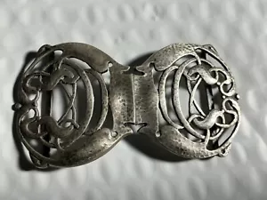 LIBERTY & CO SILVER 2 PIECE BELT BUCKLE HAMMERED ART NOVEAU 3 1/4 32 gr England - Picture 1 of 10