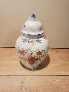 Schmid Design Folio Floral Ginger Jar With Lid White Blue Red - Picture 1 of 5