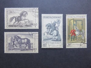 Checoslovaquia 1969 Mi-Nr. CS 1870 1871 1872 1874 Riding Horses caballos estampados - Imagen 1 de 2