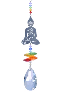 Buda Chakra Cristal Cascada Espejo Acabado Motivo Colgante Atrapasol Móvil - Imagen 1 de 2