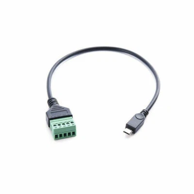 Micro USB Male to 5 Pin Screw Connector with Shield Terminal Plug Adapter Cable - Image 1 of 3