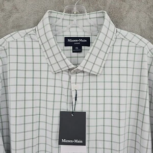 Camisa de Vestir Mizzen Principal Sotavento Manga Larga Ribete XXL Azul Pastel Claro Cuadros Nueva - Imagen 1 de 13
