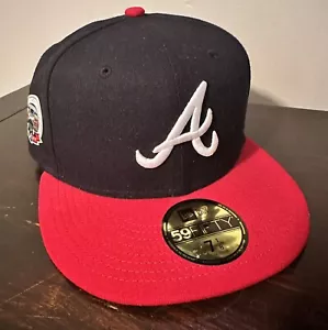 Atlanta Braves Blue New Era 59 Fifty Hat 2017 Inaugural Season Size 7 1/8 Cap - Picture 1 of 7