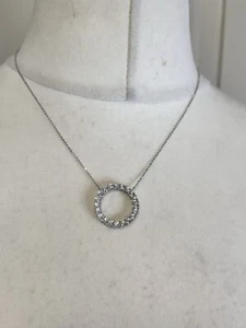 DOCZ 925 Sterling Silver Cubic Zirconia Circle of Life Pendant 43 Cm Neckless - Picture 1 of 8
