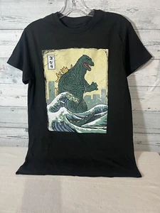 Godzilla The Great Wave Japanese Black T Shirt Size small - Picture 1 of 3