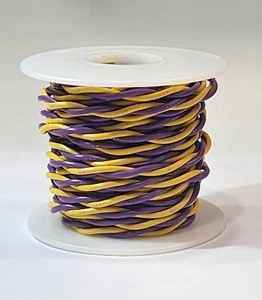 18 AWG GA UL1007 UL1569 cable de conexión amarillo y violeta par trenzado carrete de 25 pies - Imagen 1 de 1
