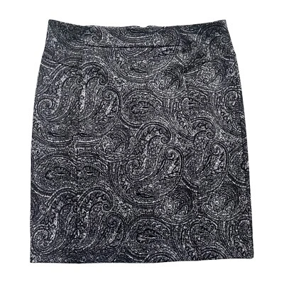 Michael Michael Kors Womens Sz 12 Black White Paisley Stretch Lined Pencil Skirt - Image 1 of 4
