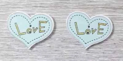 heart wood love sewing buttons 2 holes 1 inch yellow blue set 2pc - Image 1 of 2