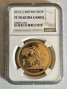 Great Britain 2010 5 Sovereign Gold NGC PF70 ULTRA CAMEO SKU# 6172 - Picture 1 of 2