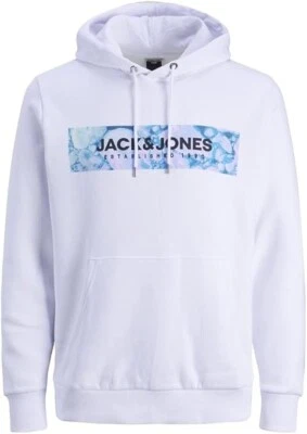JACK & JONES Sudadera Para Hombre Con Capucha L Blanca NUEVA - Imagen 1 de 4