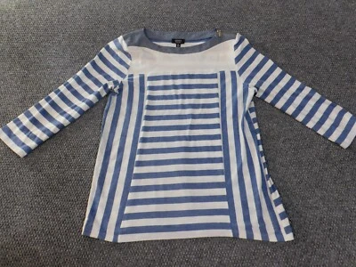 Jones New York top Large blue striped pullover womens stretch cotton casual - Image 1 of 4