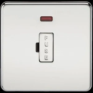 SCHRAUBENLOSE 13A ABGESICHERTE STIRNEINHEIT MIT NEON - POLIERTES CHROM, IP20, 15 JAHRE GARANTIE - Bild 1 von 1