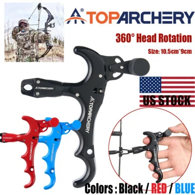 Archery Adjustable Rotate 360° Thumb Compound Bow Release Aid 4-Finger Release - Image 1 of 4